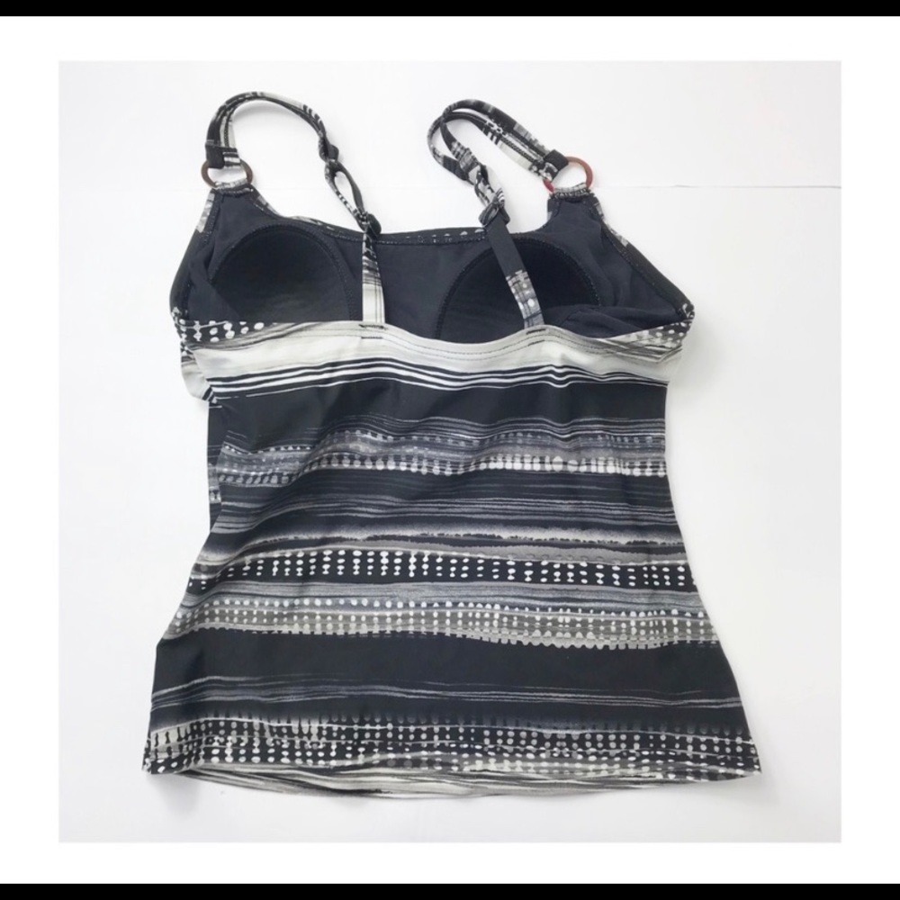 Croft & Barrow Black Grey Striped Swim Top 10